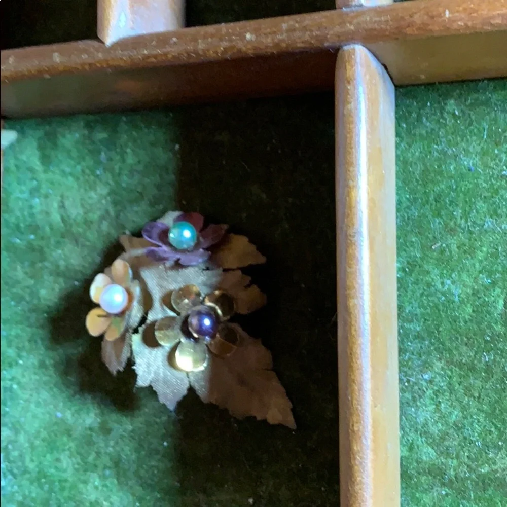 Vintage Handmade Jewelry Box Wood & Glazed Nature